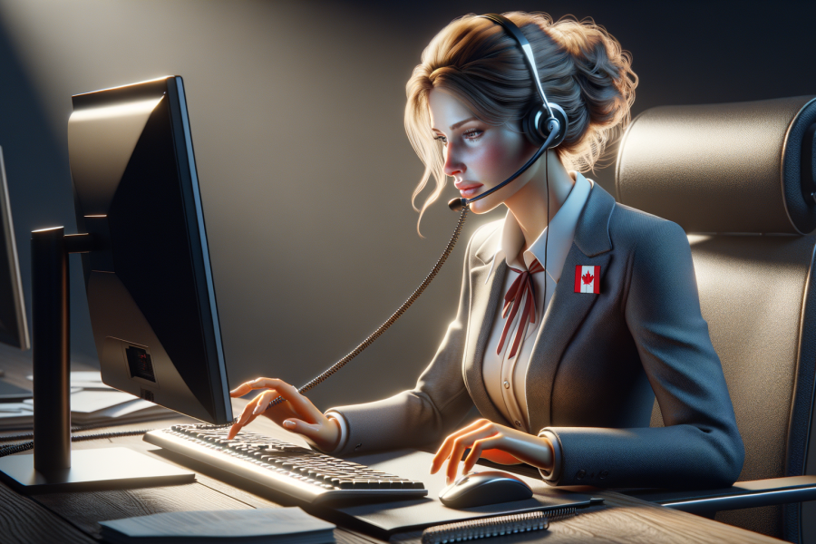 a canadian women doing cold call telemarketing